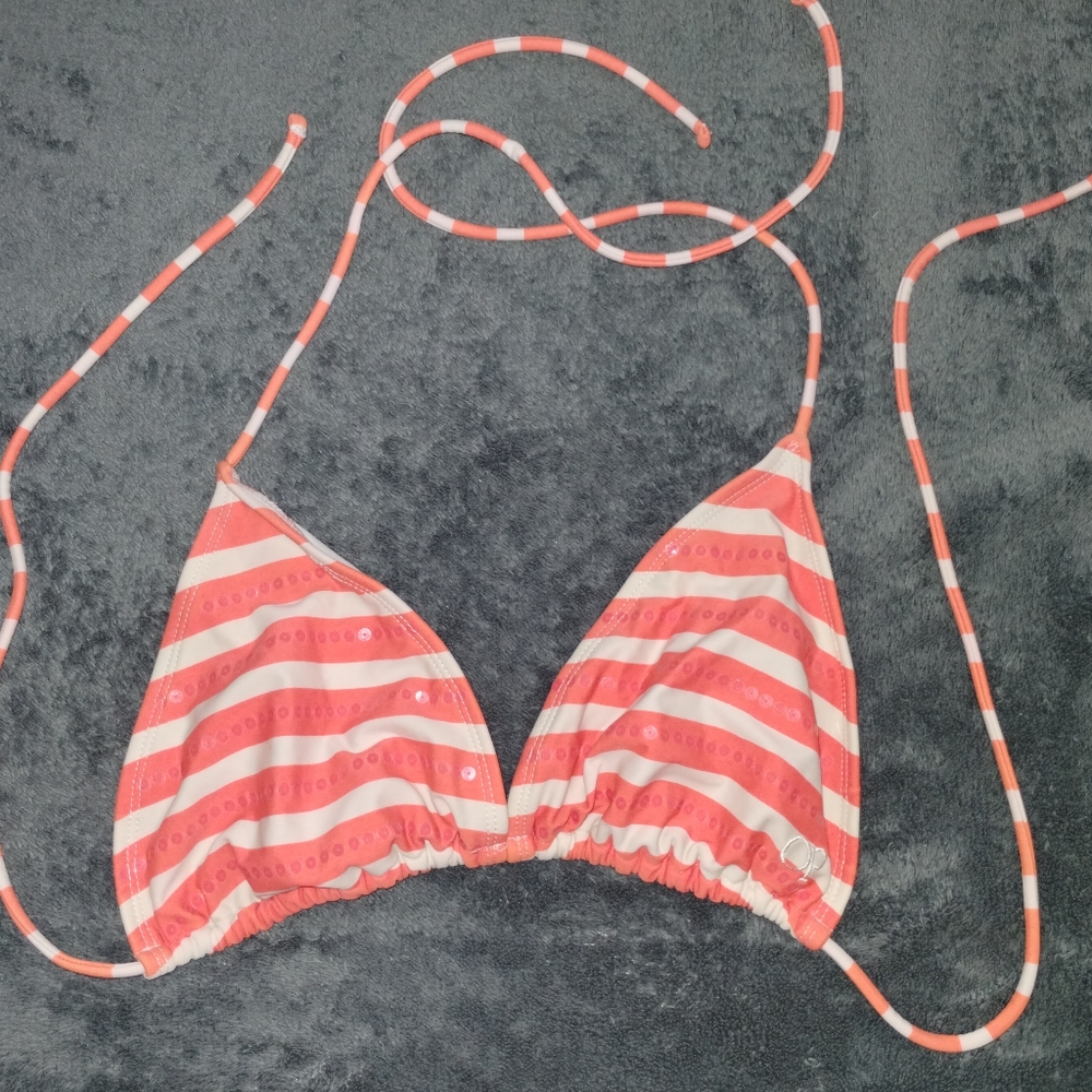 OP orange striped bikini top size large